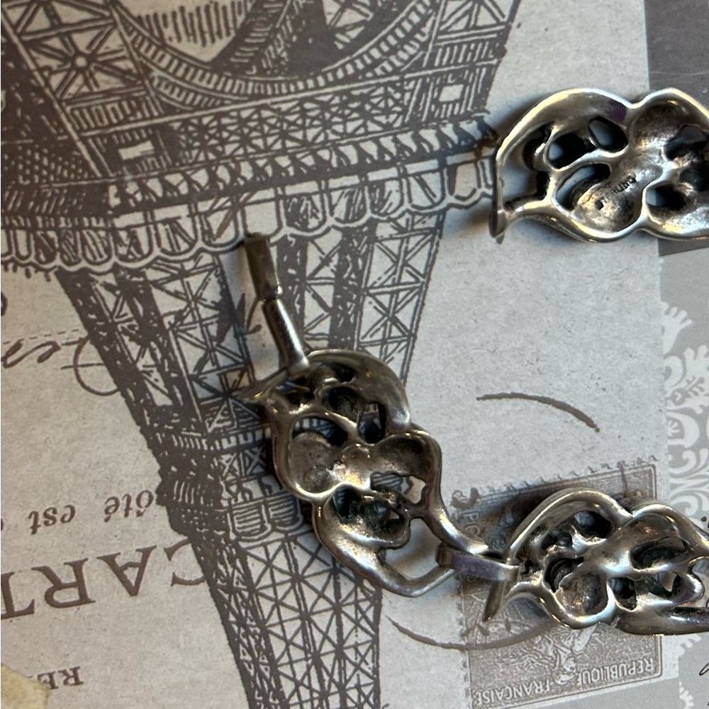 Vintage Floral panel sterling silver bracelet substantial weight - Picture 6 of 6